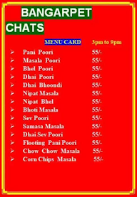 Bangarapet Chats menu 3