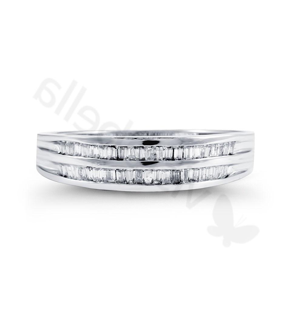 Solid 14k White Gold 0.69 Ct Baguette Wedding Band Ring - Wedding Bands