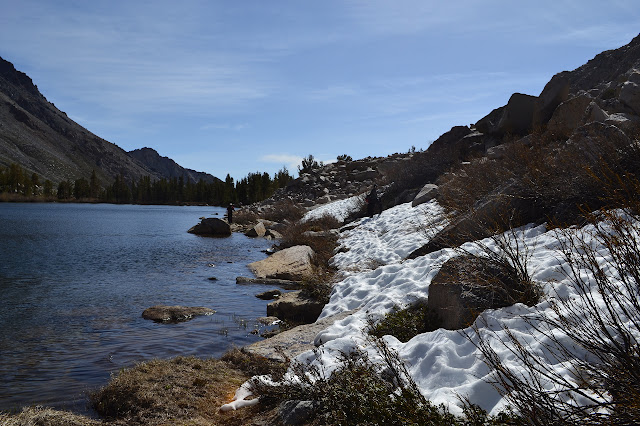 rock fall coming down to the lake