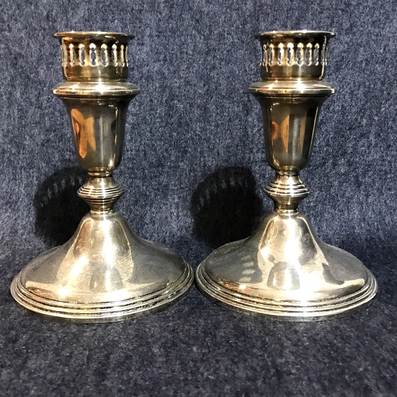 Sterling Silver Empire Candlestick Pair