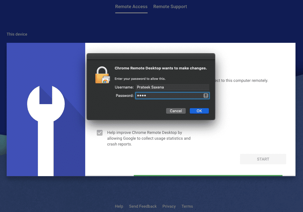 Введите пароль для вашего компьютера, чтобы подтвердить изменения