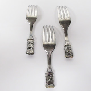 Antique Sterling Silver & Mother of Pearl Fork Set