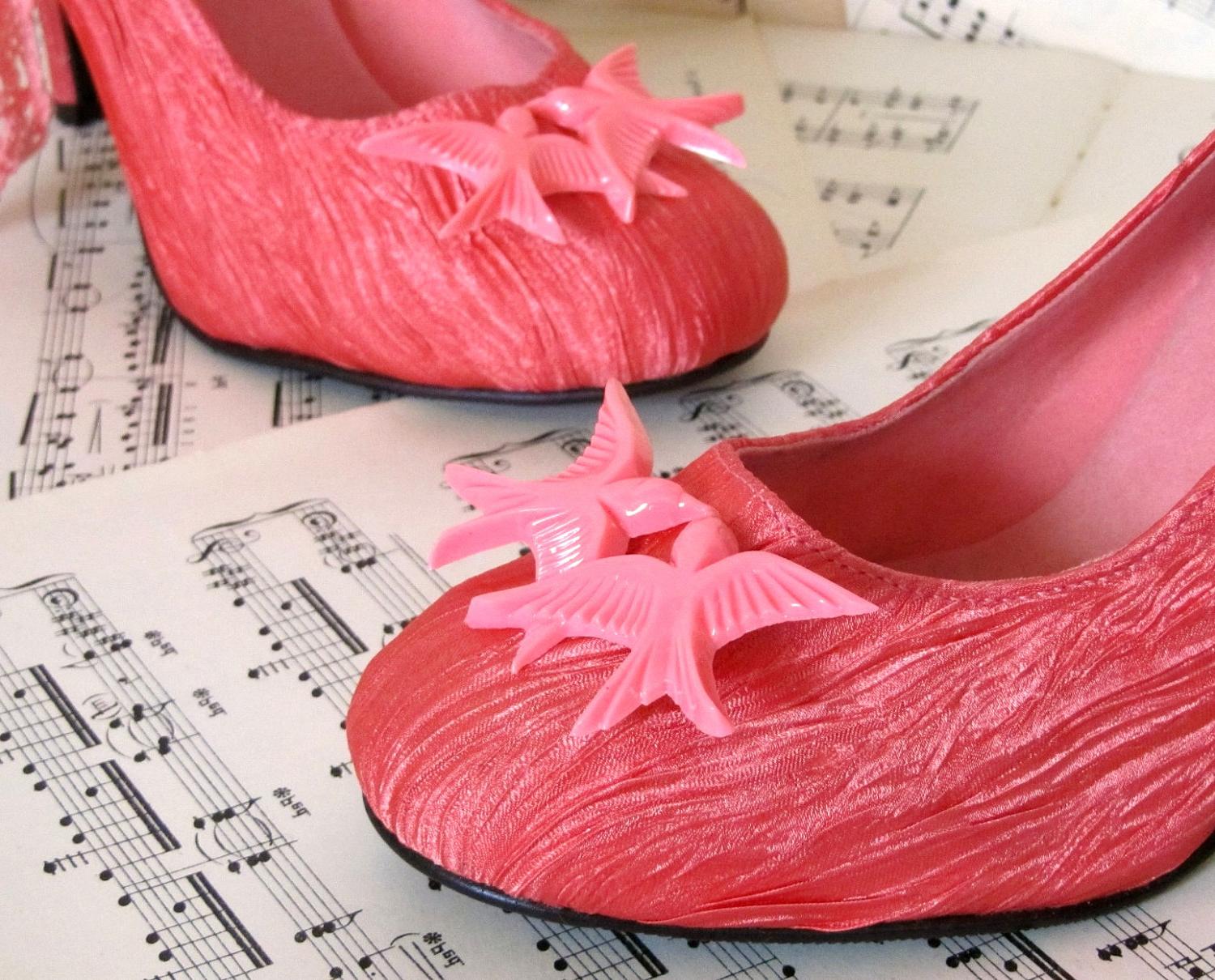 Coral Lovebirds Wedding Shoes