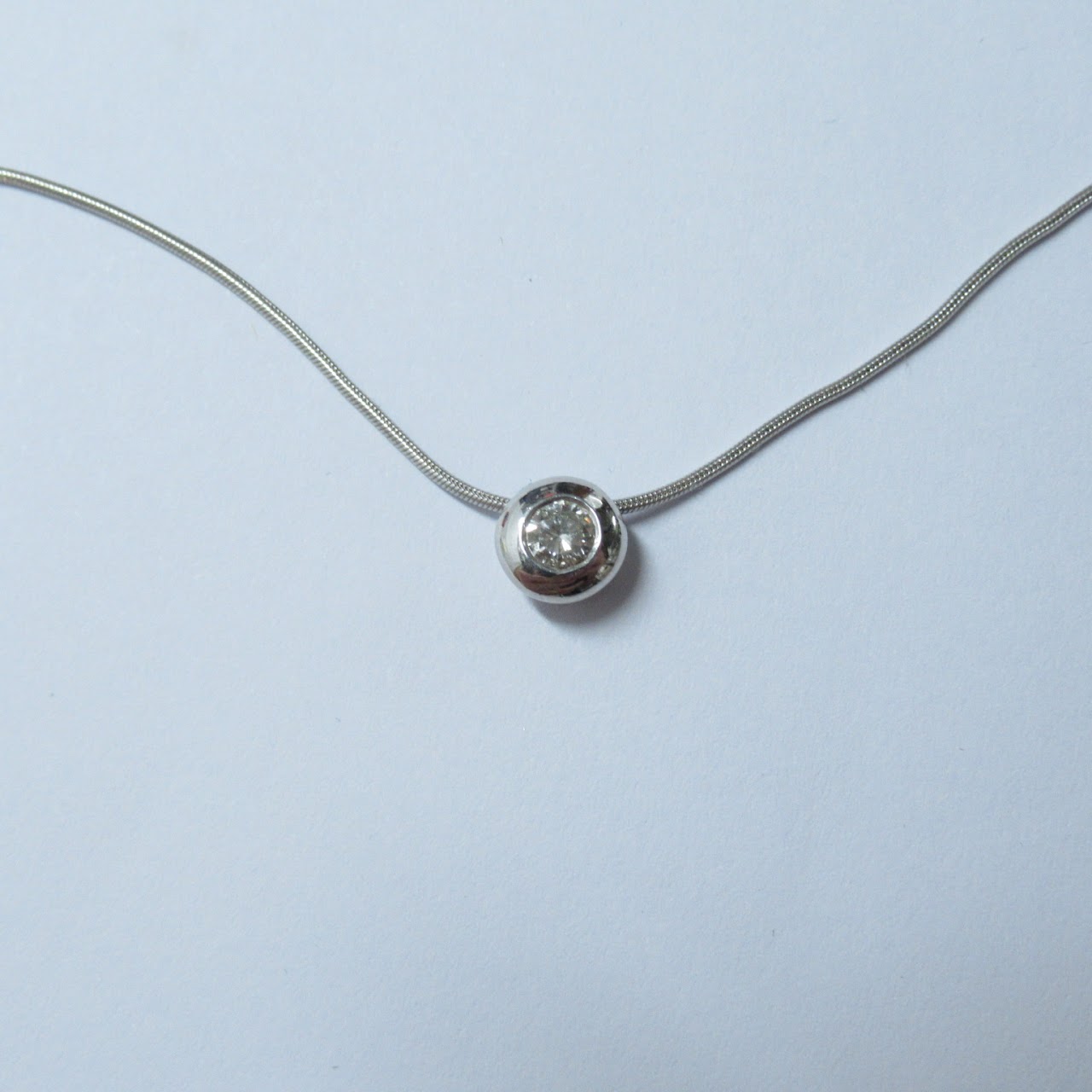 14K White Gold and Diamond Pendant Necklace