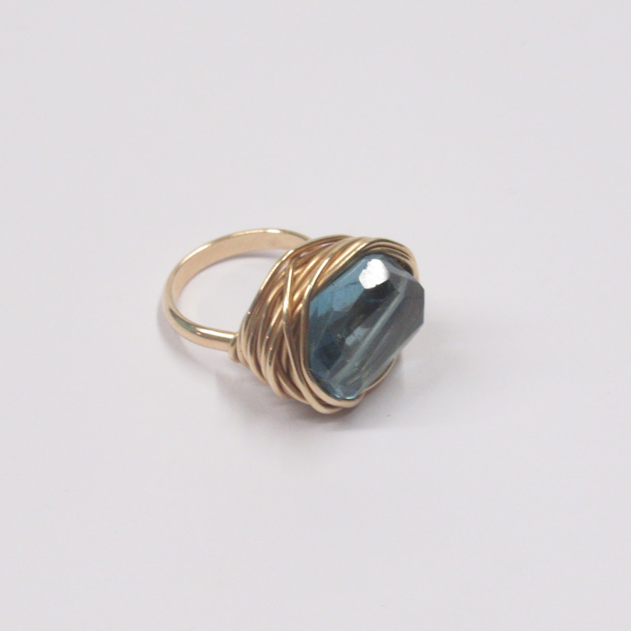 14K Gold and Blue Stone Ring