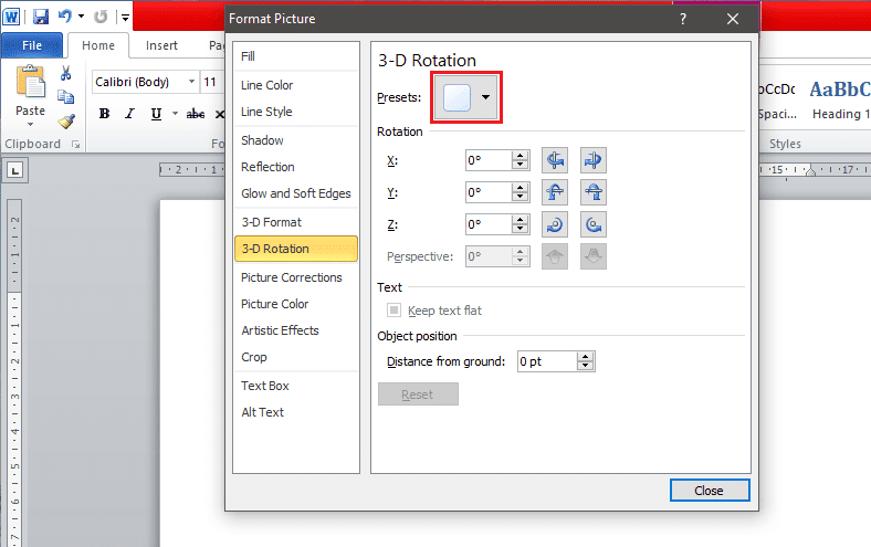 Stuknij ikonę znajdującą się obok „Preset”