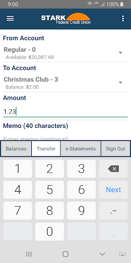 Screenshot Stark FCU Mobile Banking