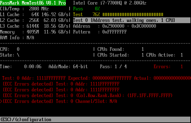 MemTest86 실행