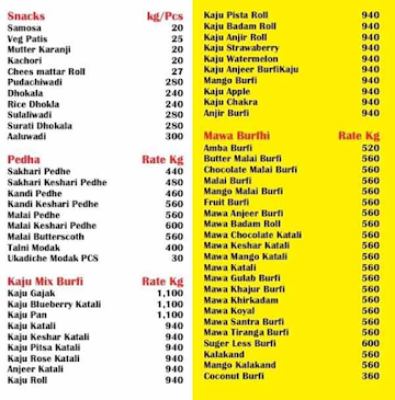 Kaka Halwai Sweets And Namkeen menu 