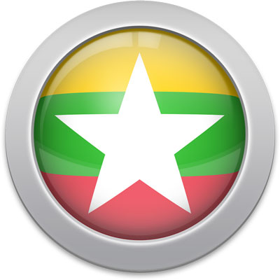 Burmese flag icon with a silver frame