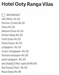 Hotel Ooty Ranga Vilas menu 2