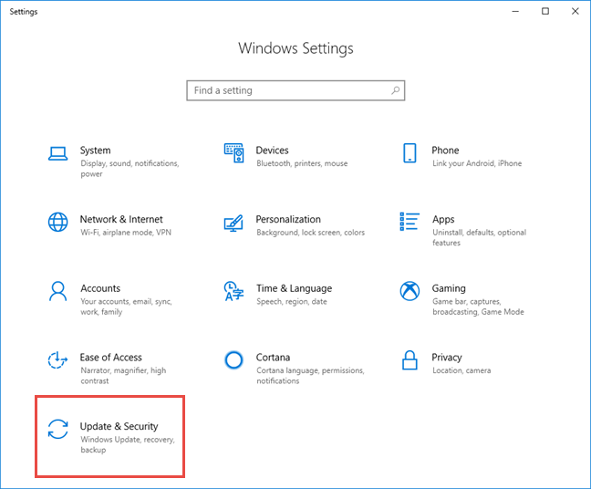 Mise à jour de Windows 10 et amp;  Sécurité