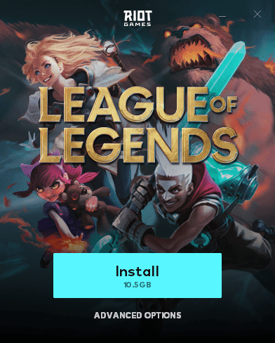 Nyní klikněte na možnost Instalovat.  Černá obrazovka League of Legends