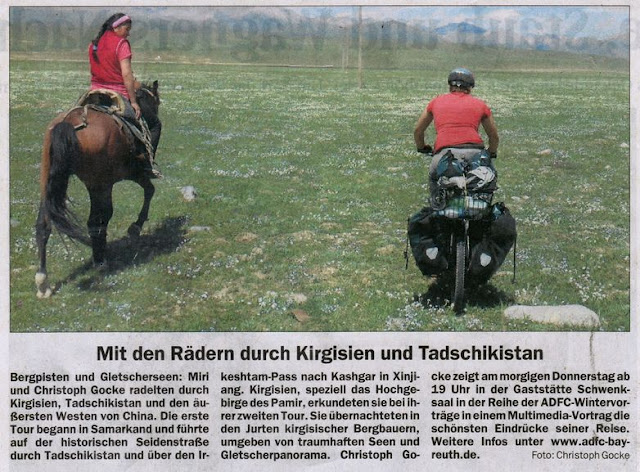 Chris on the Bike: Multimedia-Vortrag Kirgisien und seine Nachbarländer beim ADFC-Bayreuth