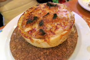 Au Pied De Cochon for 10 ladies on September 13, 2014 - Soupe A L'Oignon, French onion soup with foie gras