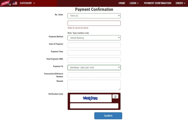 payment confirmation custom online malaysia