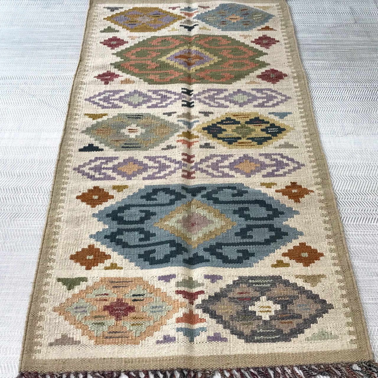 Egyptian Wool Kilim Geometric Runner #3