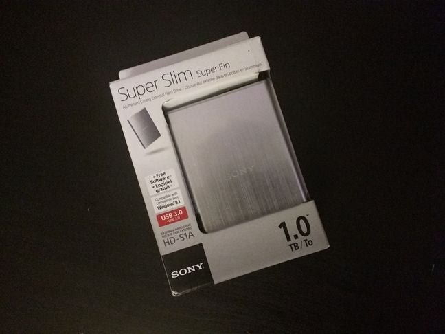 Sony, HD-S1A, externo, duro, disco duro, portátil, almacenamiento, delgado, genial