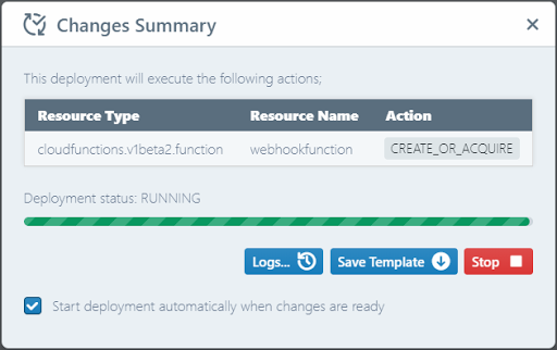 serverless webhook on GCP: deployment in progress