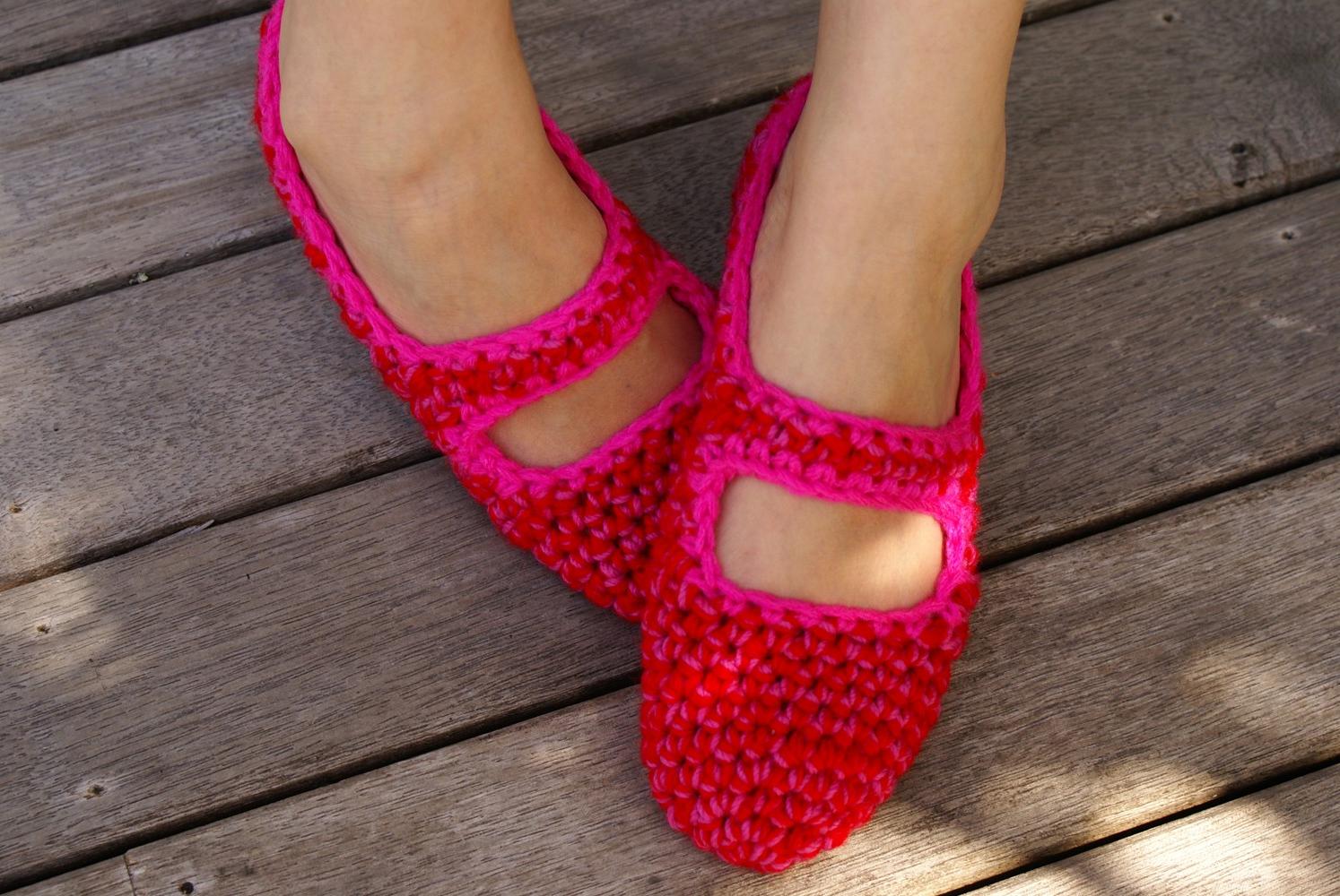 crocheted house shoes with