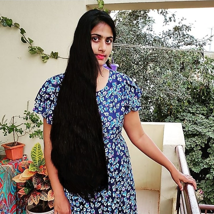 Telugu college girl's low back length silky long hair - Village Barber ...