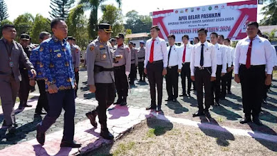 Bupati FDW Ikut Apel Gelar Pasukan Ops Mantap Brata Samrat di Mapolres Minsel