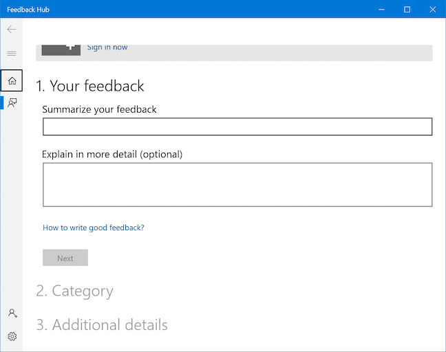 Feedback Hub ช่วยให้คุณแบ่งปันความคิดเห็นของคุณ