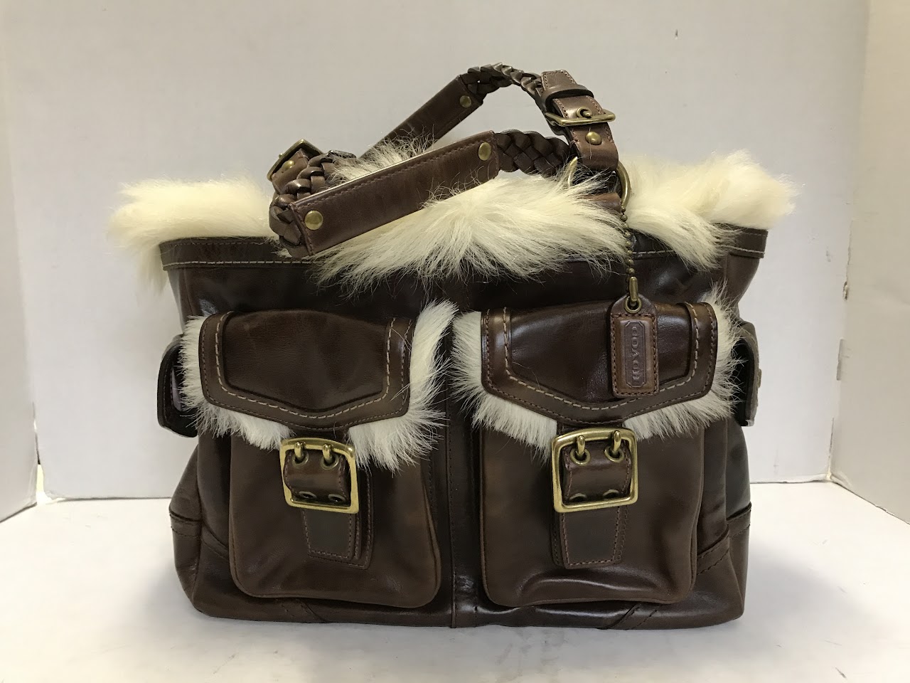 Coach Shearling Trimmed Shoulder Bag