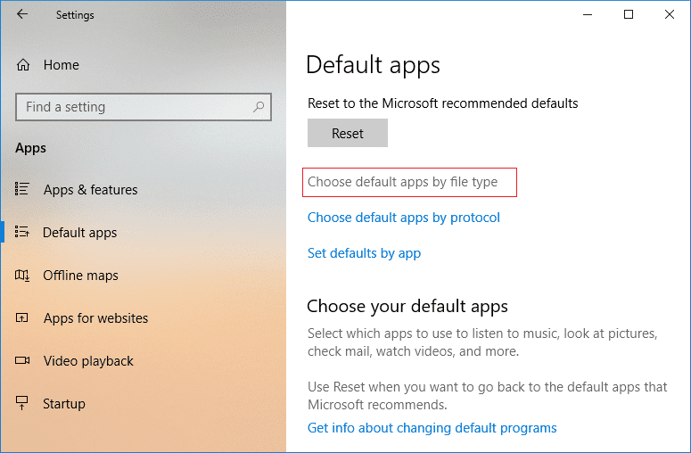 Под кнопкой «Сброс» нажмите ссылку «Выбрать приложения по умолчанию по типу файла» |  Как изменить программы по умолчанию в Windows 10