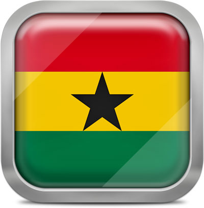 Ghana square flag with metallic frame
