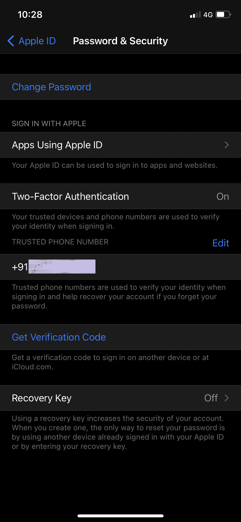 Appuyez sur Authentification à deux facteurs.  Comment réinitialiser les questions de sécurité de l'identifiant Apple