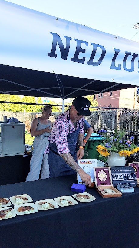 Ned Ludd at CigarBQue Portland 2016 presented pork ribs with potato salad and pickles