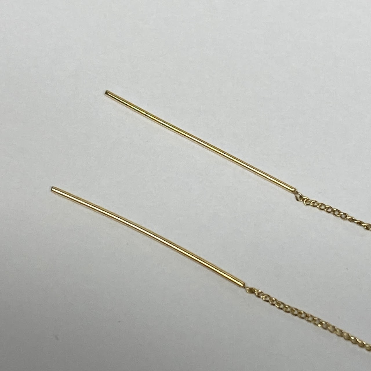 14K Yellow Gold Stick Threader Drop Earrings