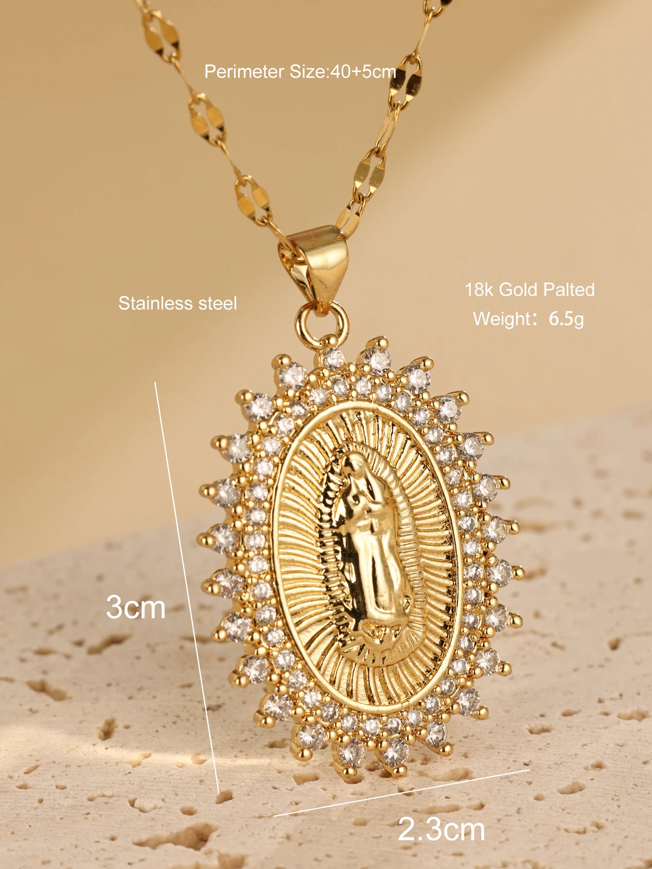 Title 3, Collar Virgen María Diamante Completo para Muje...