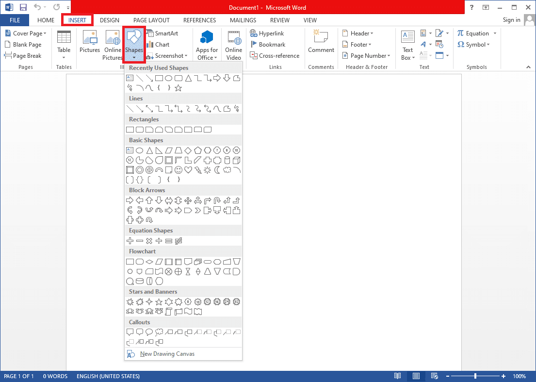 ドキュメントを開いたら、[挿入]タブに切り替えます。 |  MicrosoftWordで描画する