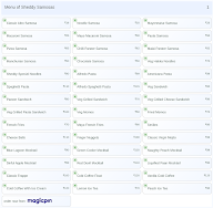 Sheddy Samosas menu 1