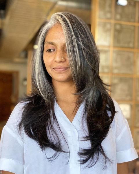 Indian women's long layer hair cut makeover images - Village Barber Stories