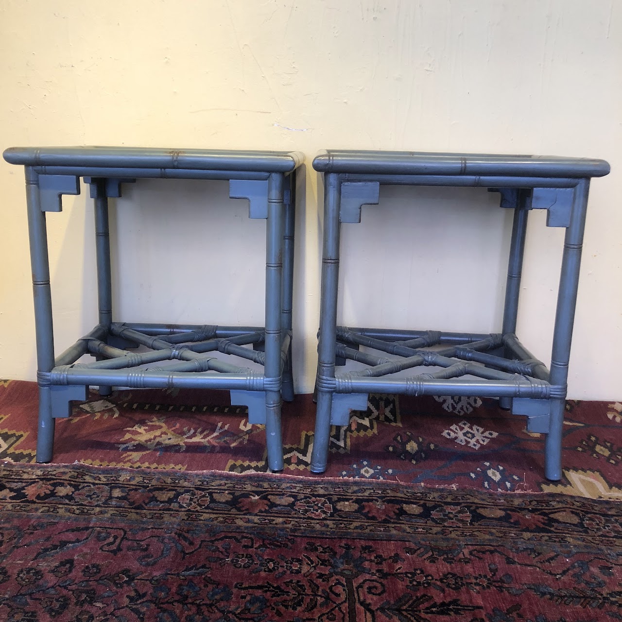 Bamboo End Table Pair