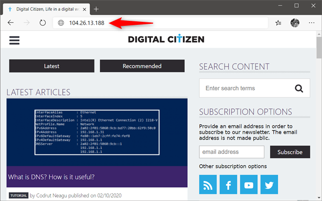 El DNS puede traducir los nombres de los sitios web en direcciones IP numéricas