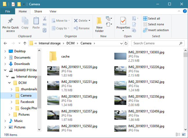 File Explorer chỉ hiển thị các thư mục Pictures và DCIM từ Android