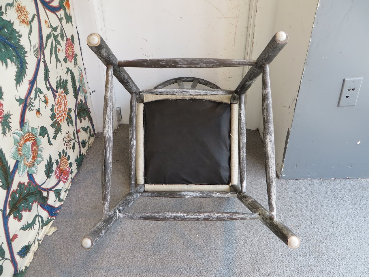 Wooden Stool with Leather Seat