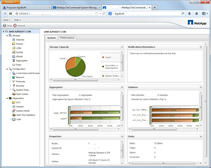 Acceso a administracin de SAN NetApp mediante OnCommand System Manager