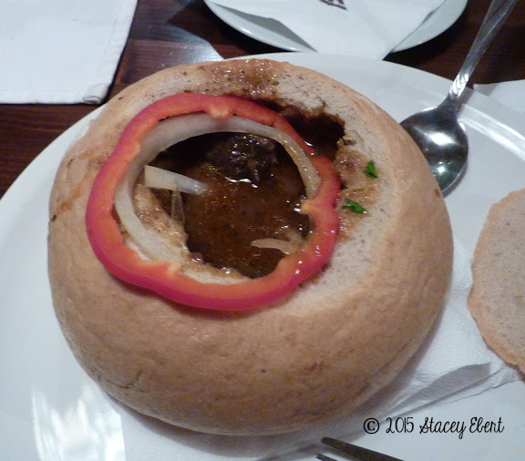 Bread bowls filled with Goulash in Prague - yum! From what to see and do in Prague