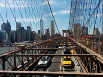 A Brooklyn Bridge traffic and pedestrian action