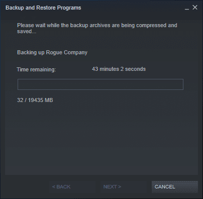 รอจนกว่าข้อมูลสำรองจะถูกบีบอัดและบันทึกในระบบของคุณ
