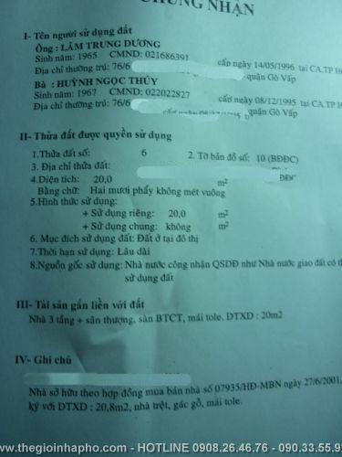 Bán nhà Thiên Phước, Quận Tân Bình giá 1, 8 tỷ - NT66