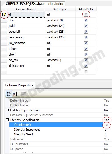 set primary key + auto increment