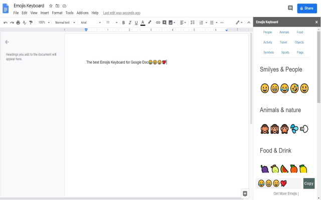 Screenshot of Add Emojis to Documents