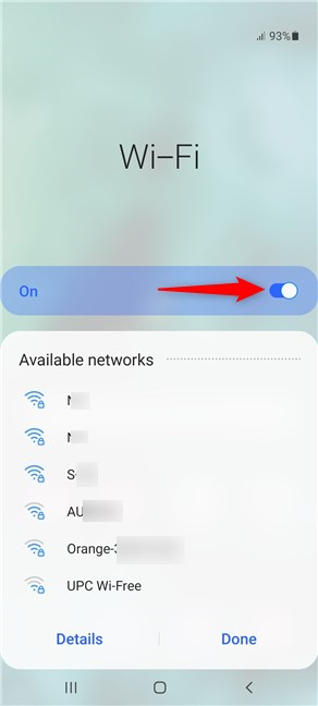 Assicurati che l'interruttore Wi-Fi sia su On per visualizzare le reti