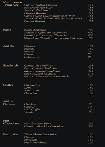 Fonce Chocolatier menu 